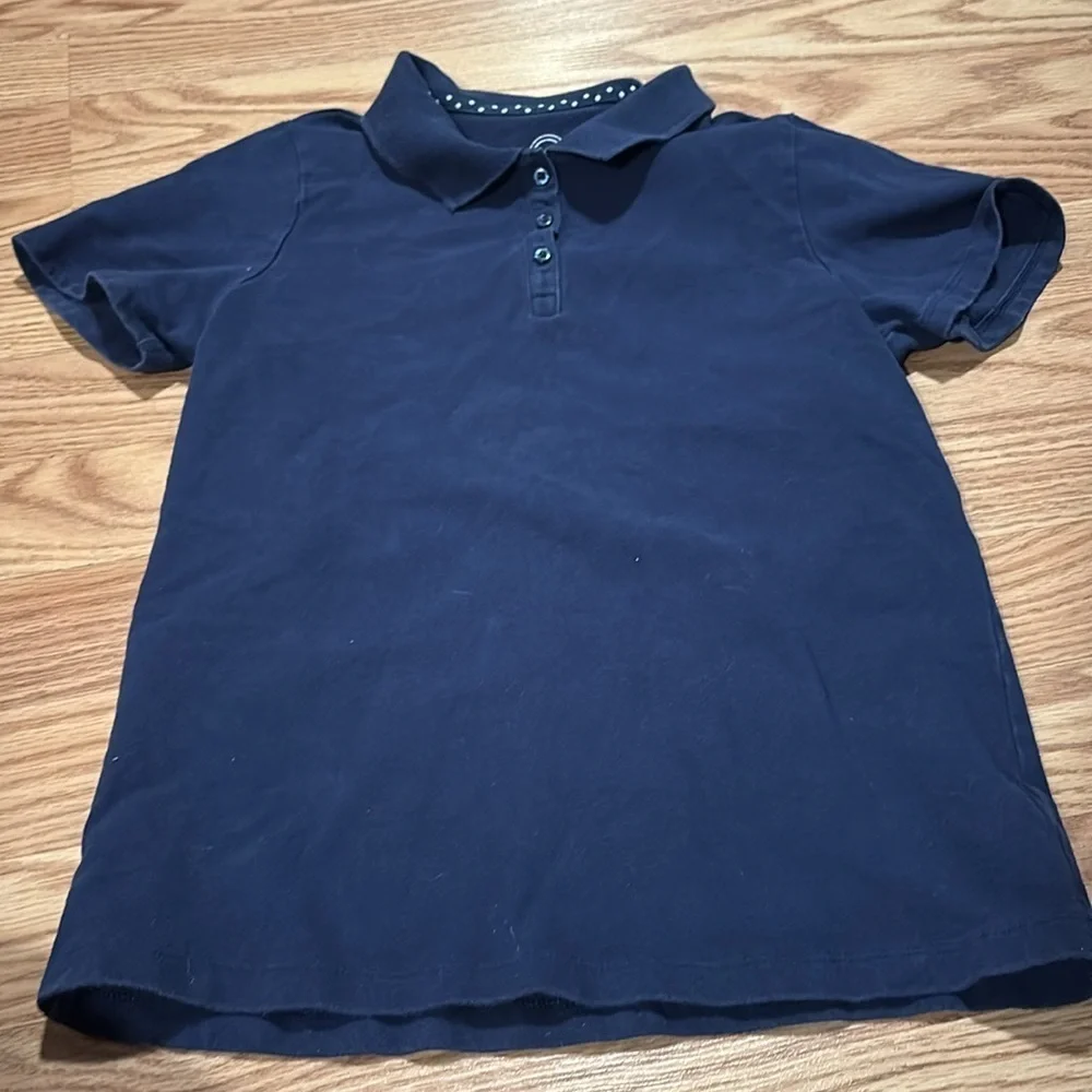 Girls Wonder Nation XL 14/16 girls navy blue polo short sleeve shirt with collar